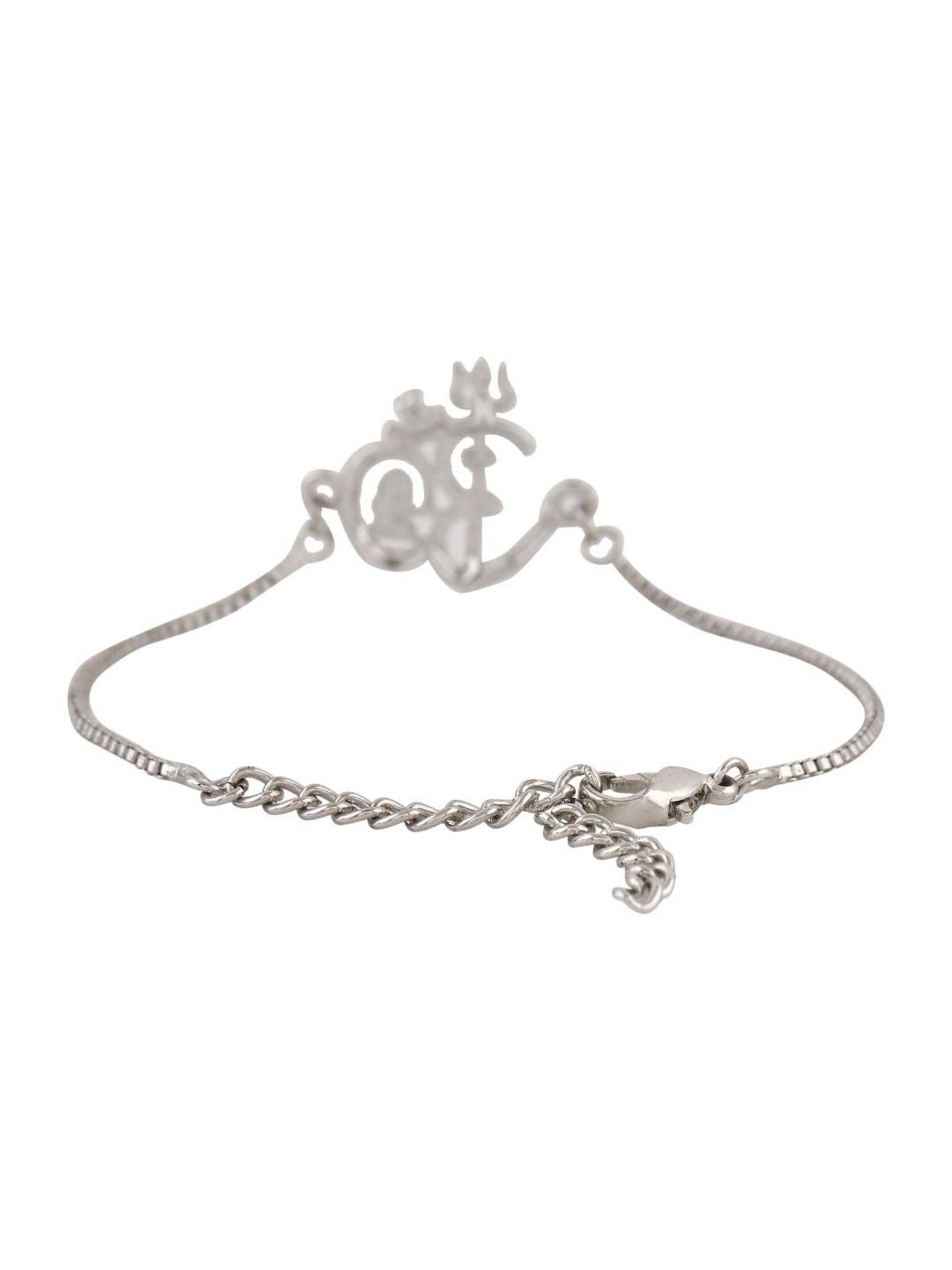 Estele Rhodium-Plated Shivay Om Bracelet for Women