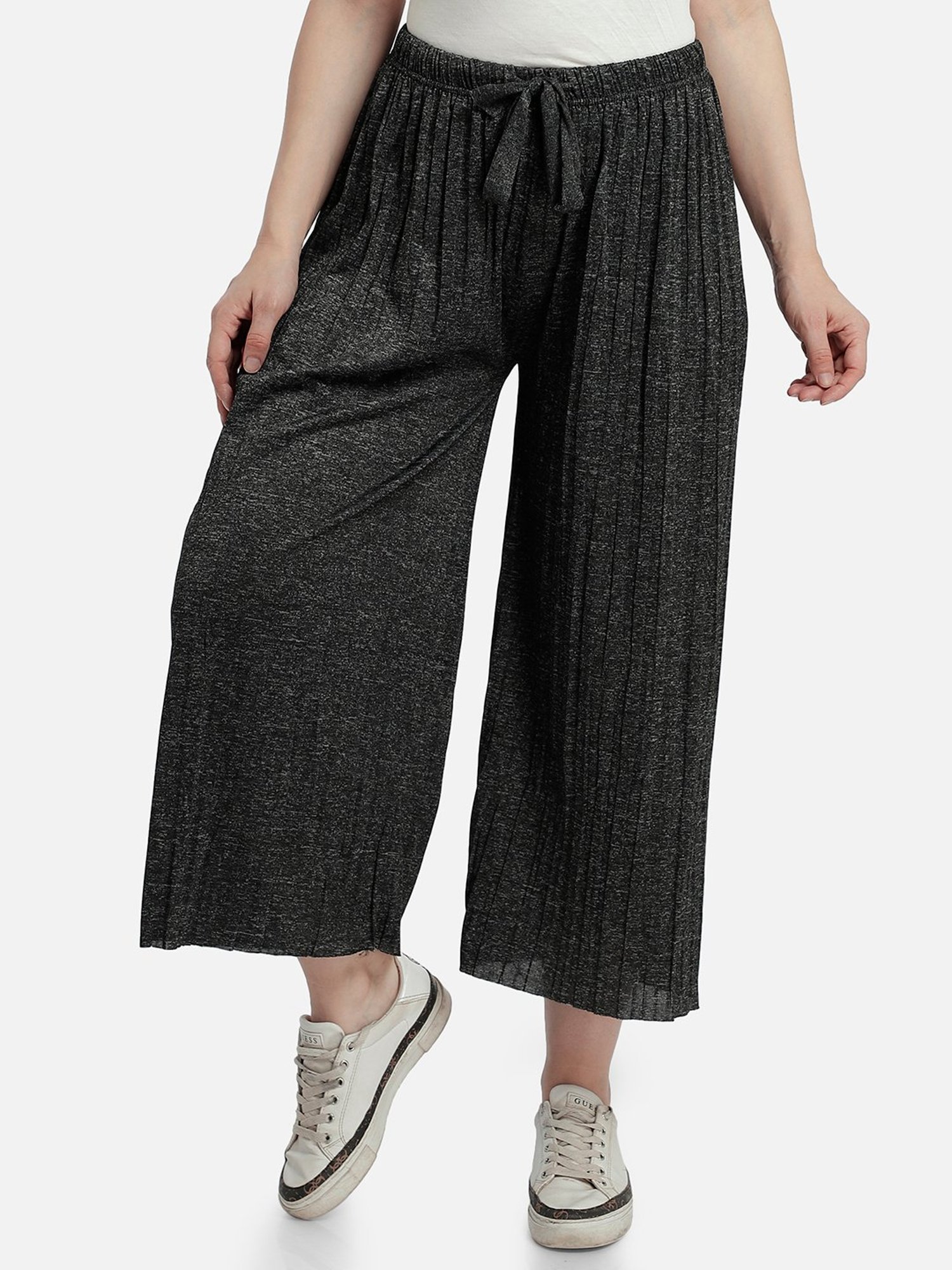 Aditi Wasan Black Regular Fit Mid Rise Cropped Palazzos