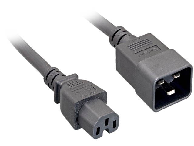 Nippon Labs 14 AWG. C15 / C20 Power Cord, SJT, 15A, 300V, 10 ft. IEC-60320-C15 to IEC-60320-C20 Black Power Cable