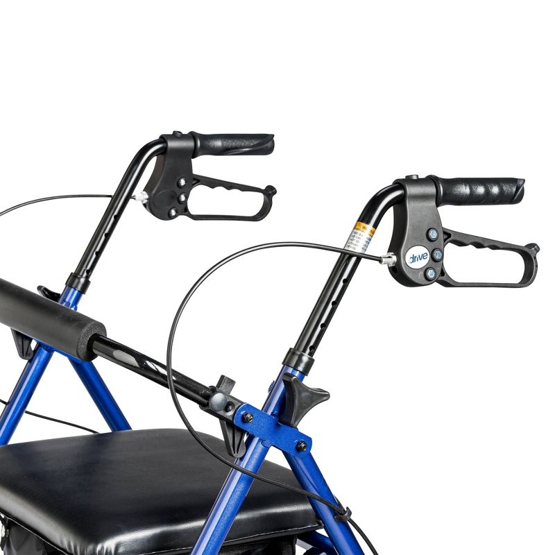 Drive Medical Walker Rollator with 6" Wheels, Fold Up Removable Back Support and Padded Seat, Blue