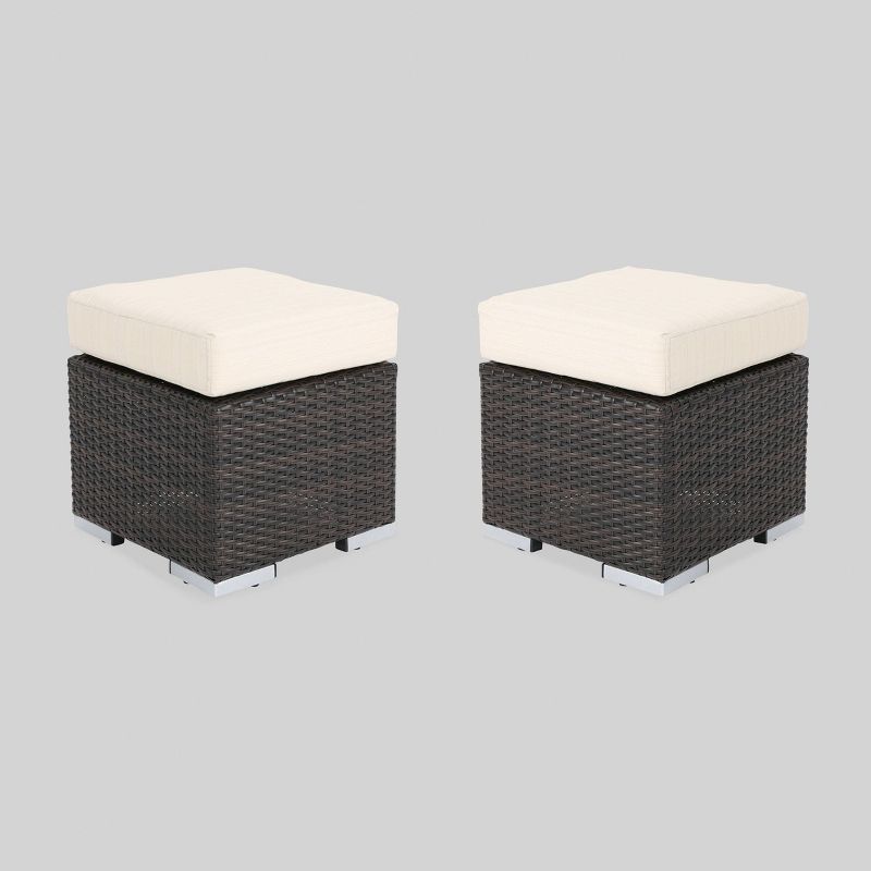Newbury Premium Grade A Teak Wood Patio Ottoman White - Modway