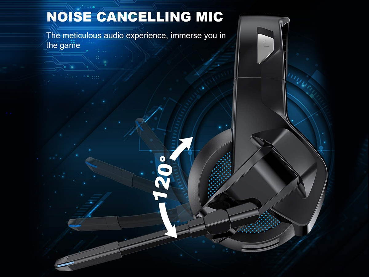 DQQ Gaming Headset for PS5, Gamer Headphones with Noise Canceling Microphone & LED Light,Stereo Game Sound Compatible with PSP/PS4/Laptop/PC/IOS/ANDROID