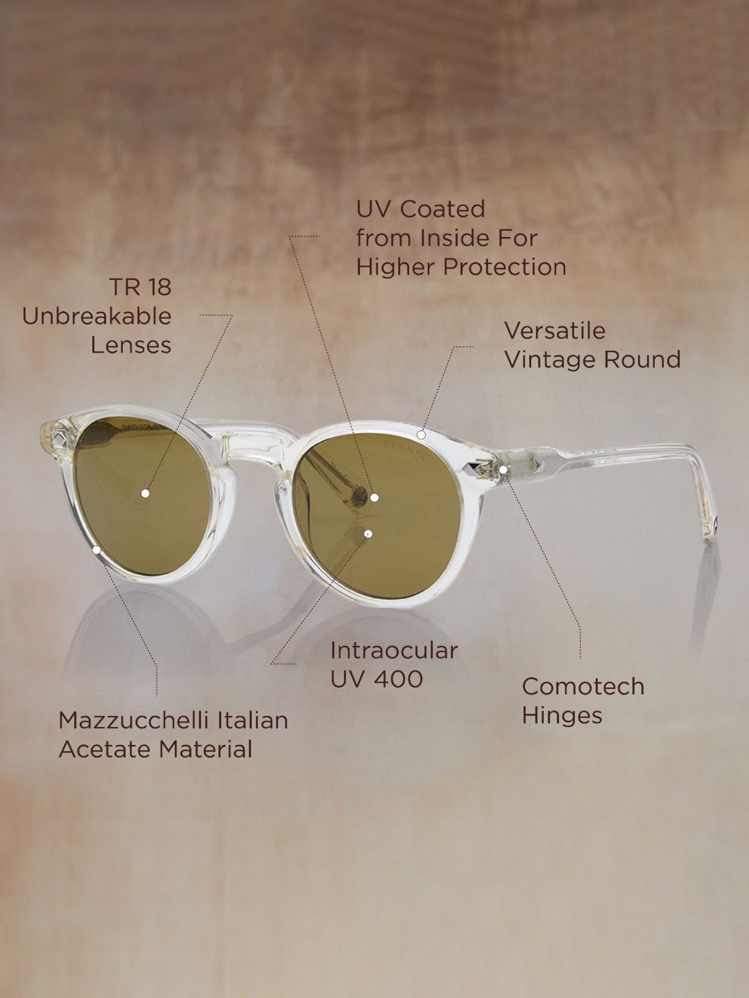 Shisen Fox Miyoko Citron Rectangular Unisex UV Protection Sunglasses -49 mm