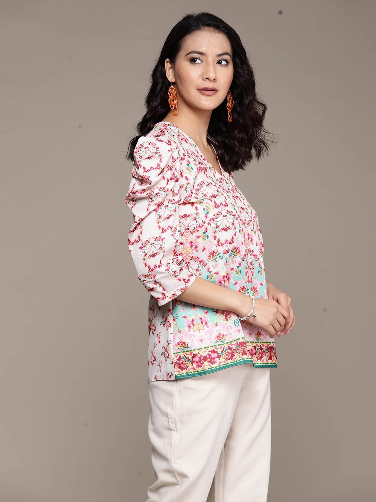 aarke Ritu Kumar Ecru Printed Top