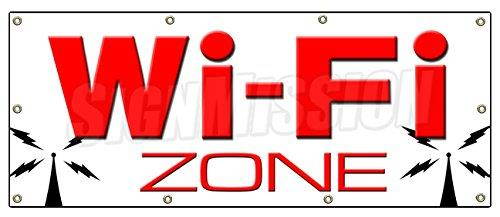 72" WI-FI ZONE BANNER SIGN wifi internet cafe hotspot signs