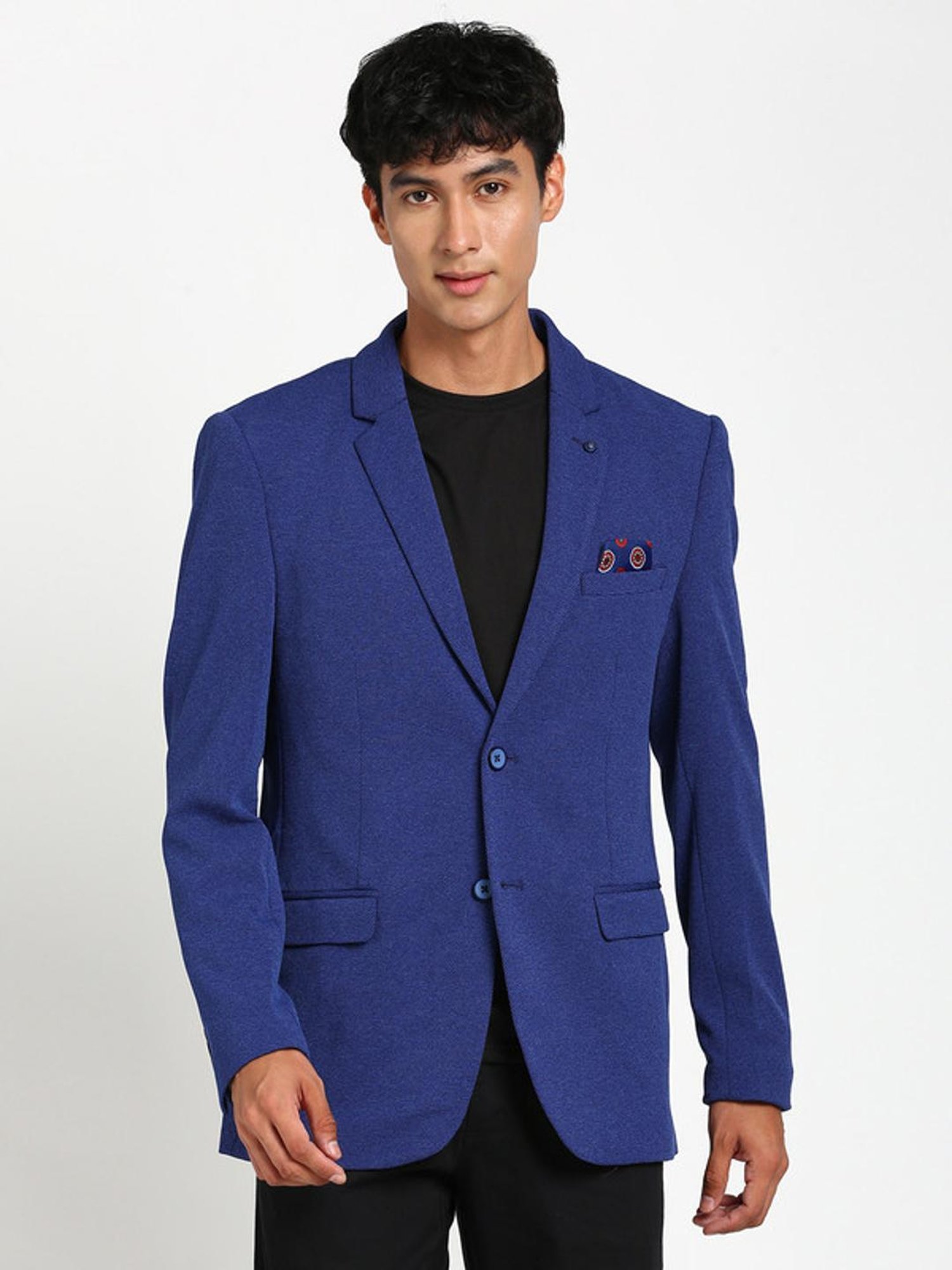 Turtle Mid Blue Slim Fit Blazer