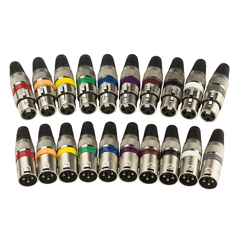 XLR Connector Male and Female 10 Colored Pairs with 3 Pins to be as DMX Connector Microphone Connector