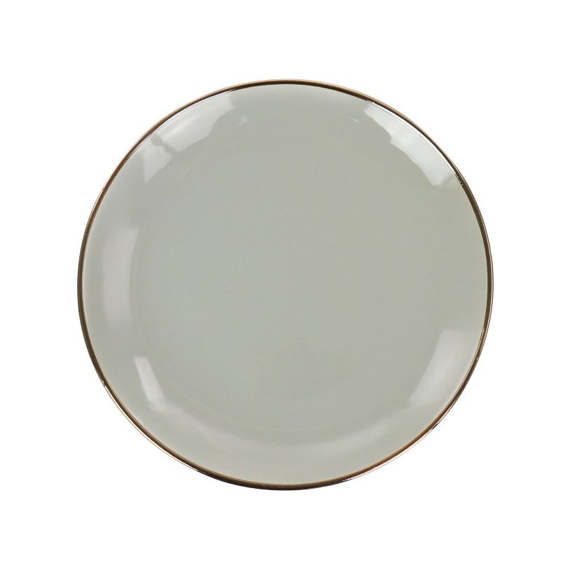 Gibson Home Rockaway Gold 12 Piece Stoneware Dinnerware Set in Gray