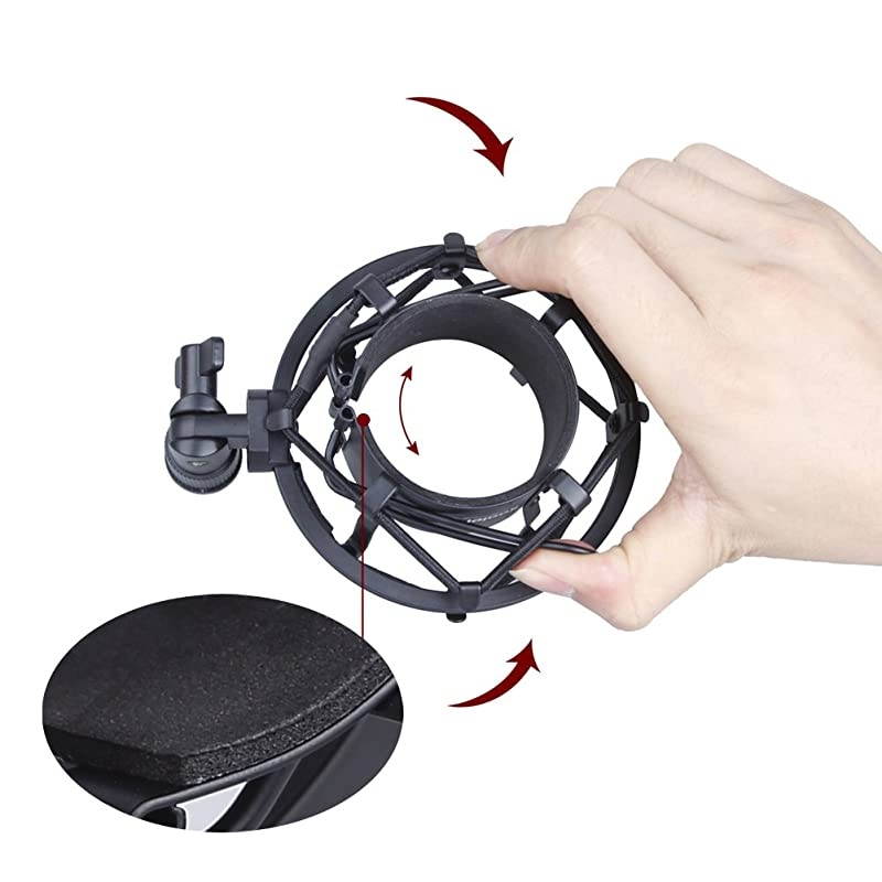 Universal 50MM Microphone Shock Mount for 48MM54mm Diameter Condenser Mic Black
