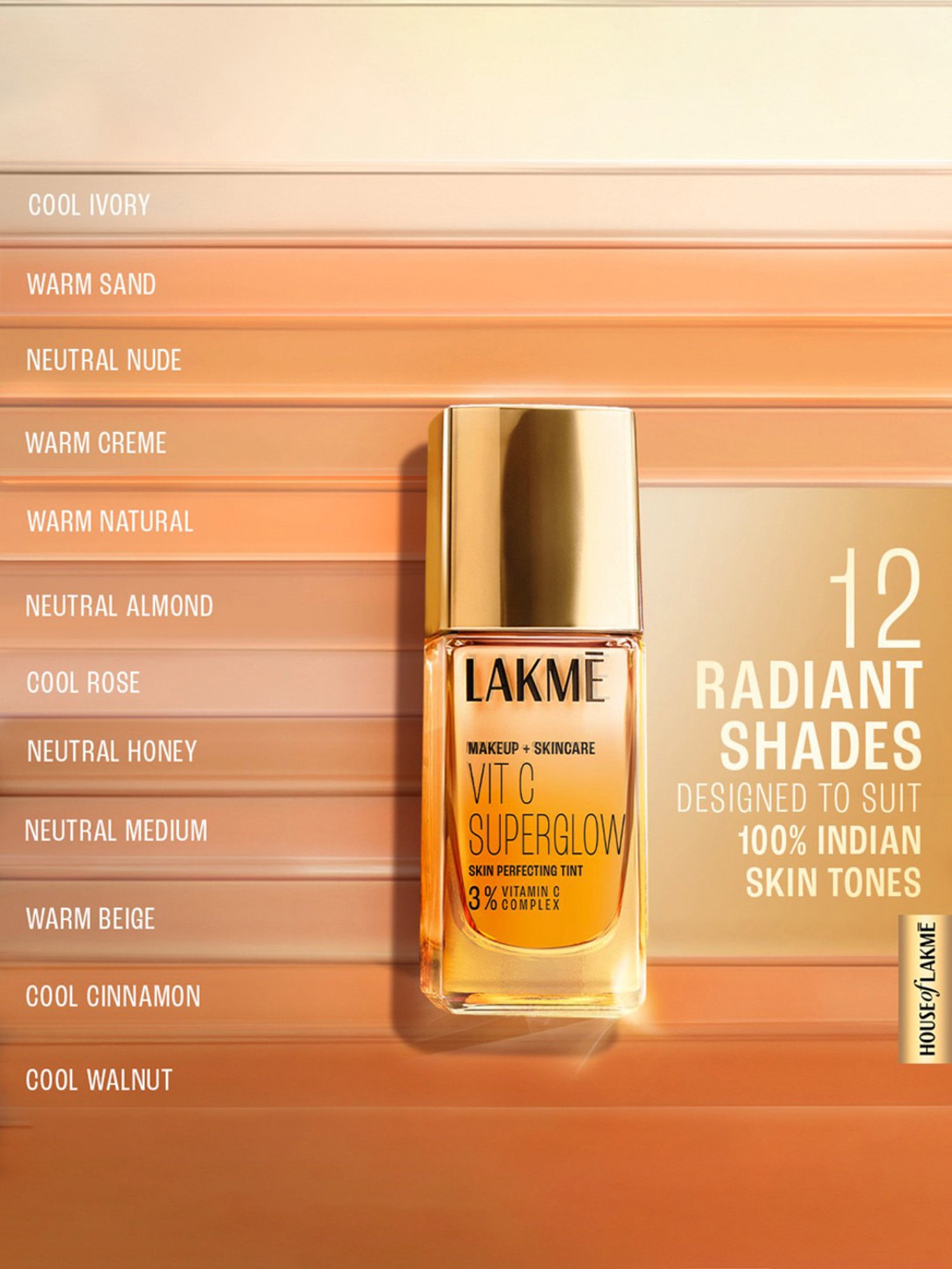 Lakme Makeup + Skincare Vit C Superglow Skin Perfecting Tint Neutral Medium N220 - 25 ml