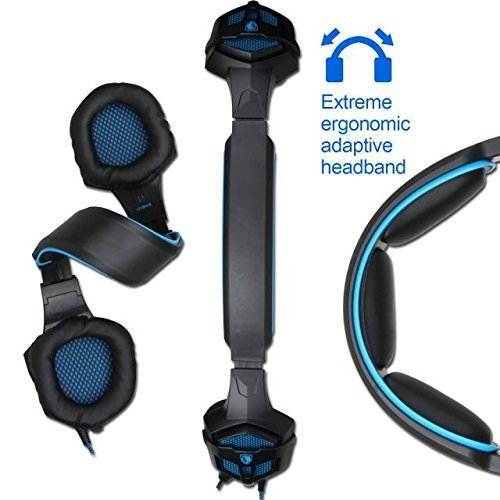 Sades sades807 Gaming Headsets Headphones For New Xbox one PS4 PC Laptop Mac Mobile, Black & Blue