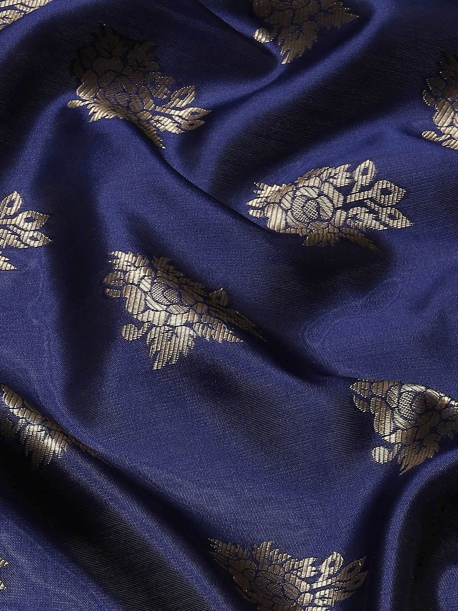 KSUT Blue Silk Woven Saree With Unstitched Blouse