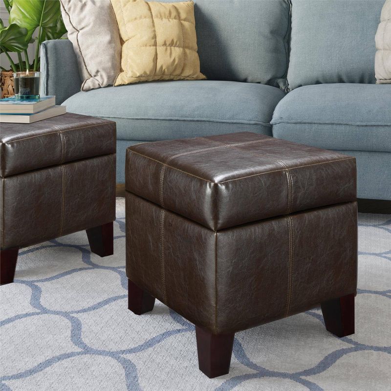 Small Cube Faux Leather Storage Ottoman - Espresso - Dorel Living