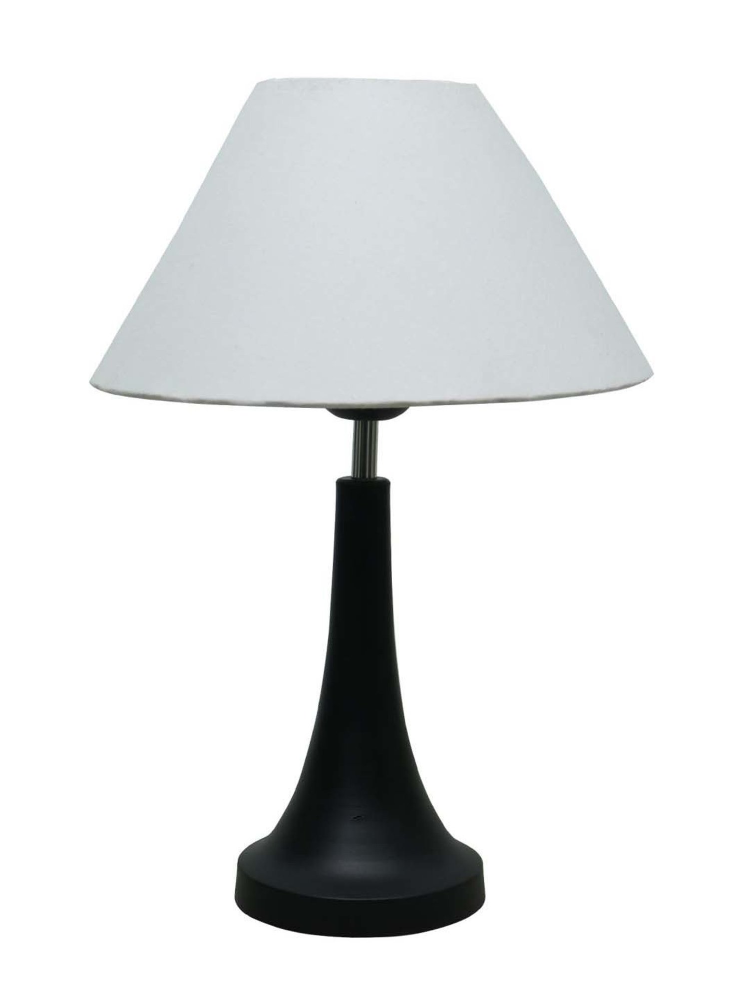 Homesake White & Black Metal Cone-Shaped Table Lamp With Fabric Shade