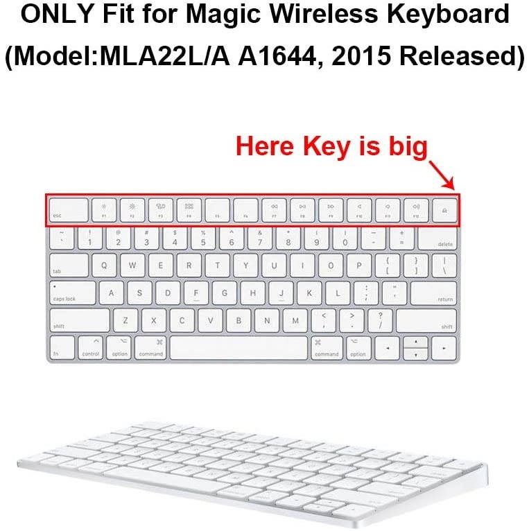 HRH for Mac OSX Functional Shortcut Hotkey Keyboard Cover Silicone Skin for Apple Magic Wireless Bluetooth Keyboard MLA22LL/A (A1644,2015 Released) with US Layout