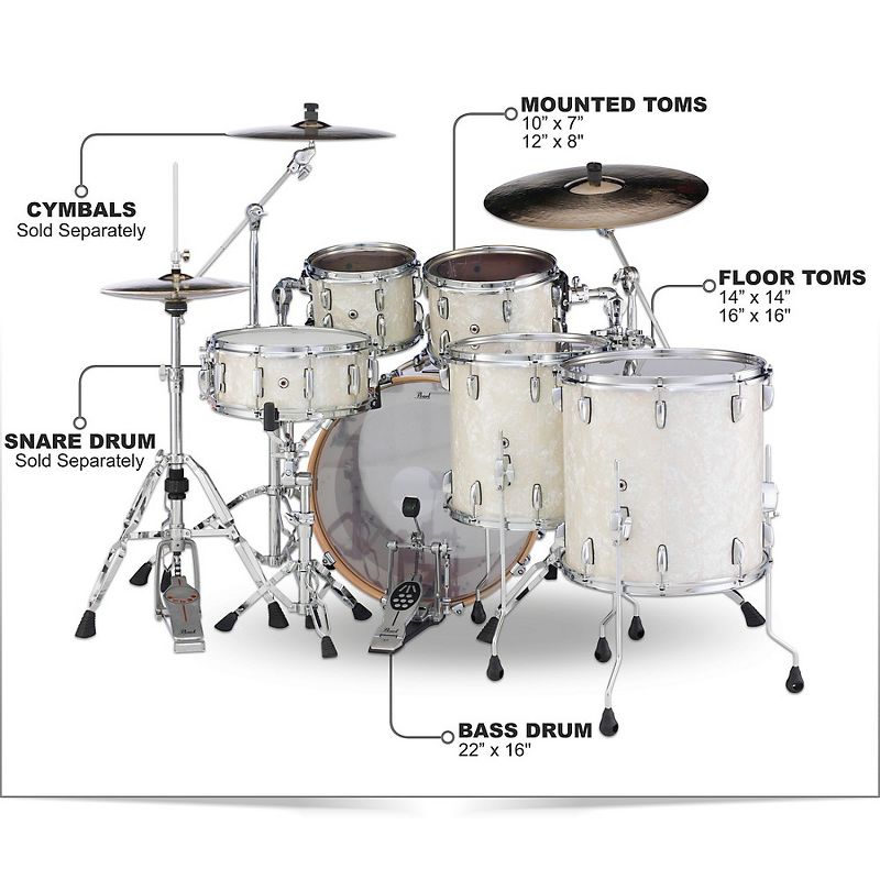 Pearl Export New Fusion 5-Piece Drum Set with Hardware Mirror Chrome