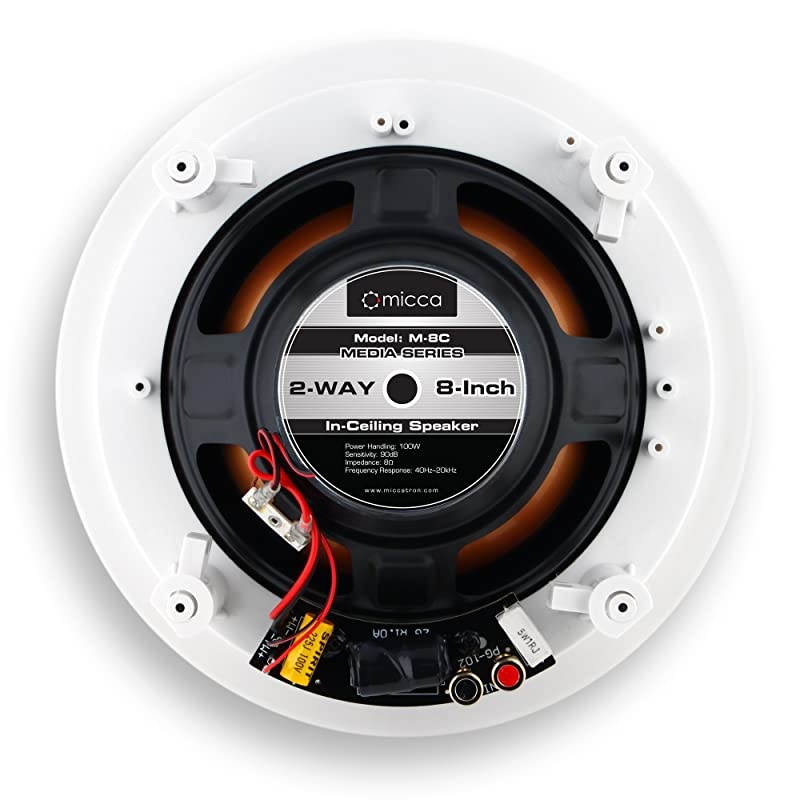 M8C 2Way in Ceiling in Wall Speaker 8 Inch Woofer 1Inch Pivoting Silk Dome Tweeter 94Inch Cutout Diameter Each White