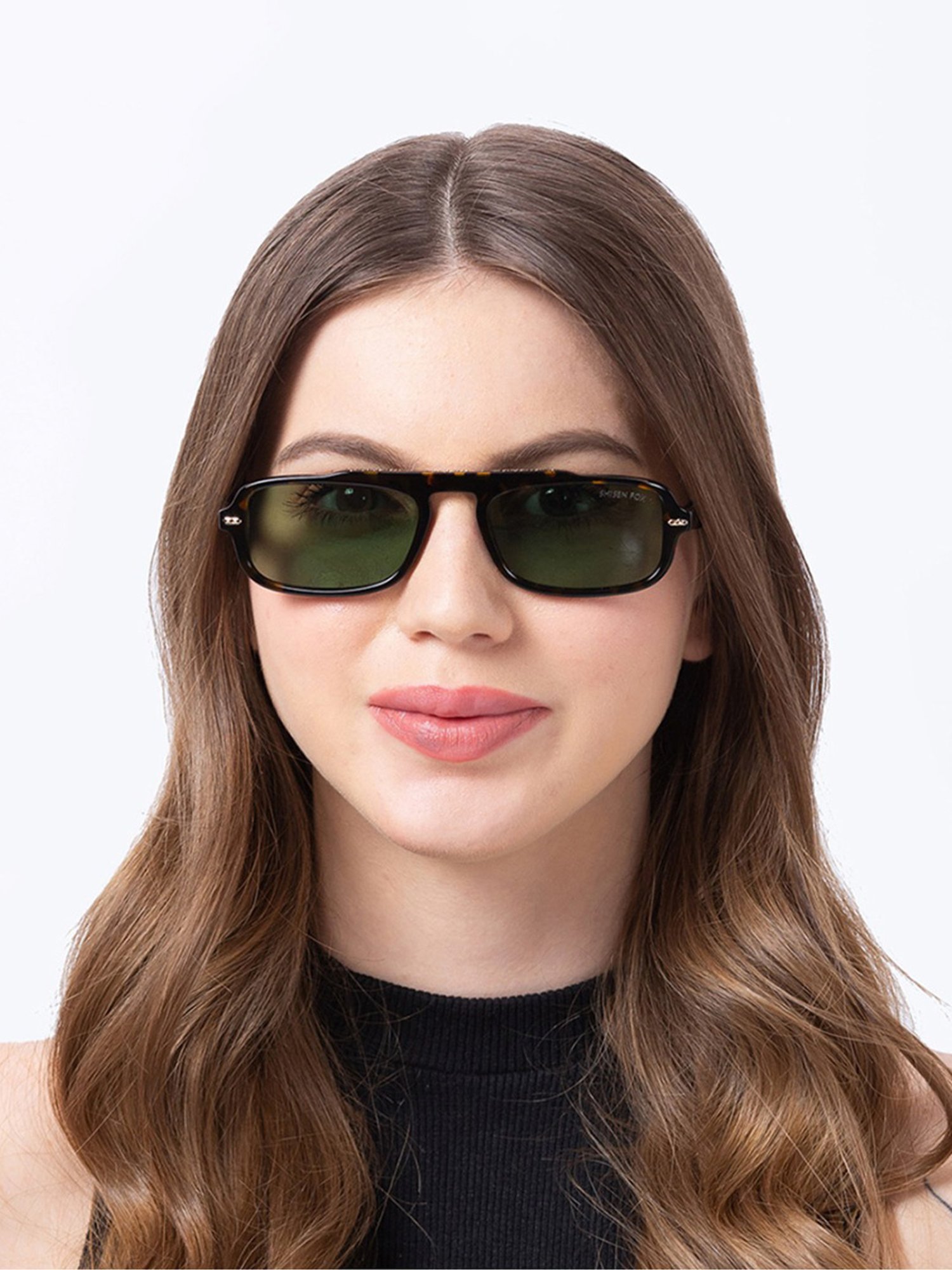 Shisen Fox Samurai Dark Havana Rectangular Unisex UV Protection Sunglasses -54 mm