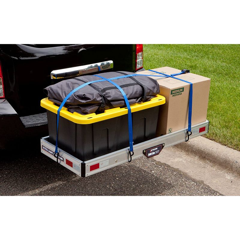 Tricam ACC-1F 500 Pound Capacity Aluminum Trailer Mount Rail Rack Hitch Mounted Aluminum Cargo Carrier for 2 Inch Receivers, Silver