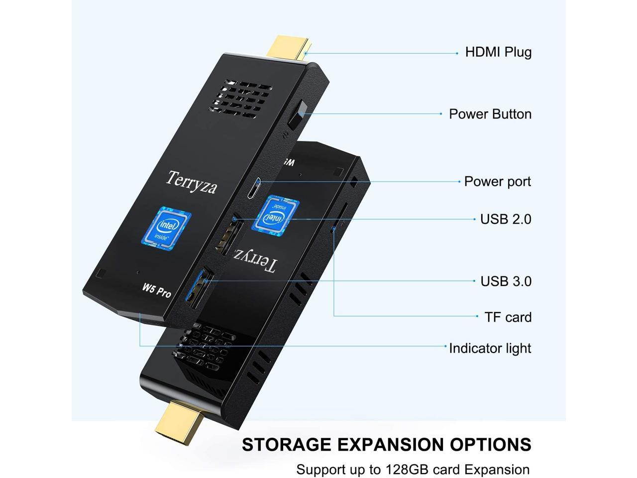 PC Stick 8GB DDR3/120GB eMMC Intel Atom Z8350 Windows 10 Pro 64bit Mini Computer Stick, Support Auto-on After Power Failure, Dual Band WiFi 2.4/5G,4K HD, BT 4.2