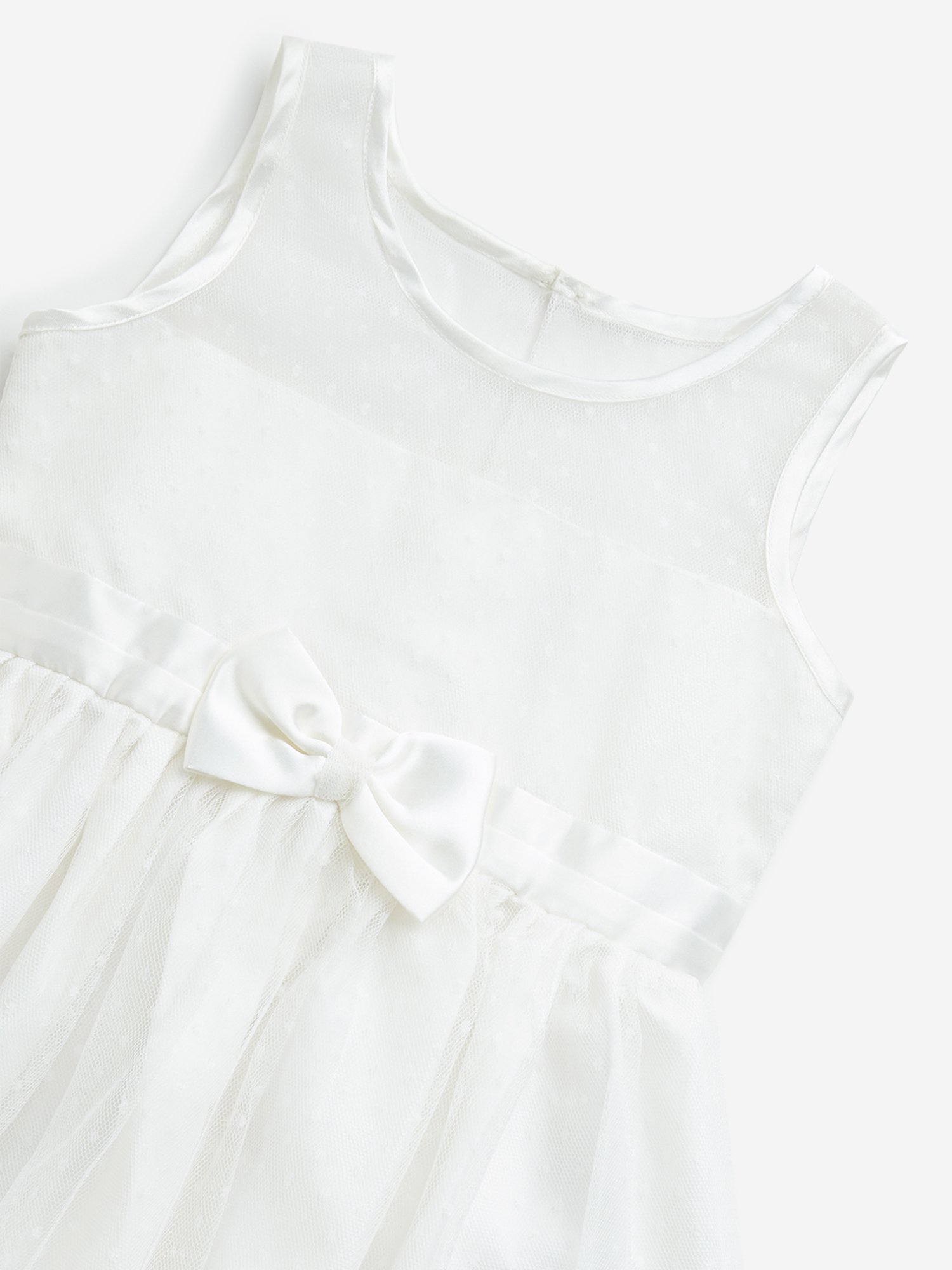 HOP Kids by Westside Off-White Bow Applique A-Line Mesh Dress