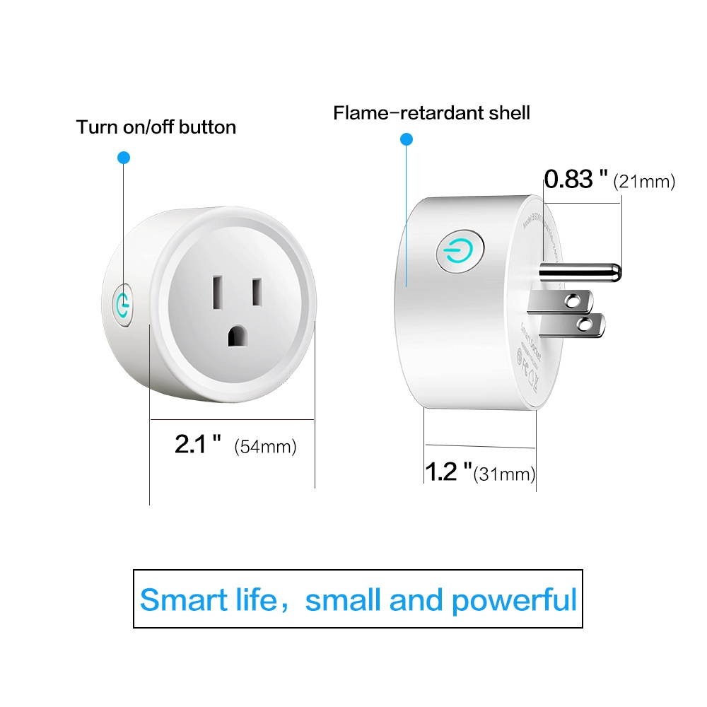 2 Pack Wifi Smart Plug Socket Outlet Adapter Switch Wifi for Android & IOS Alexa Echo