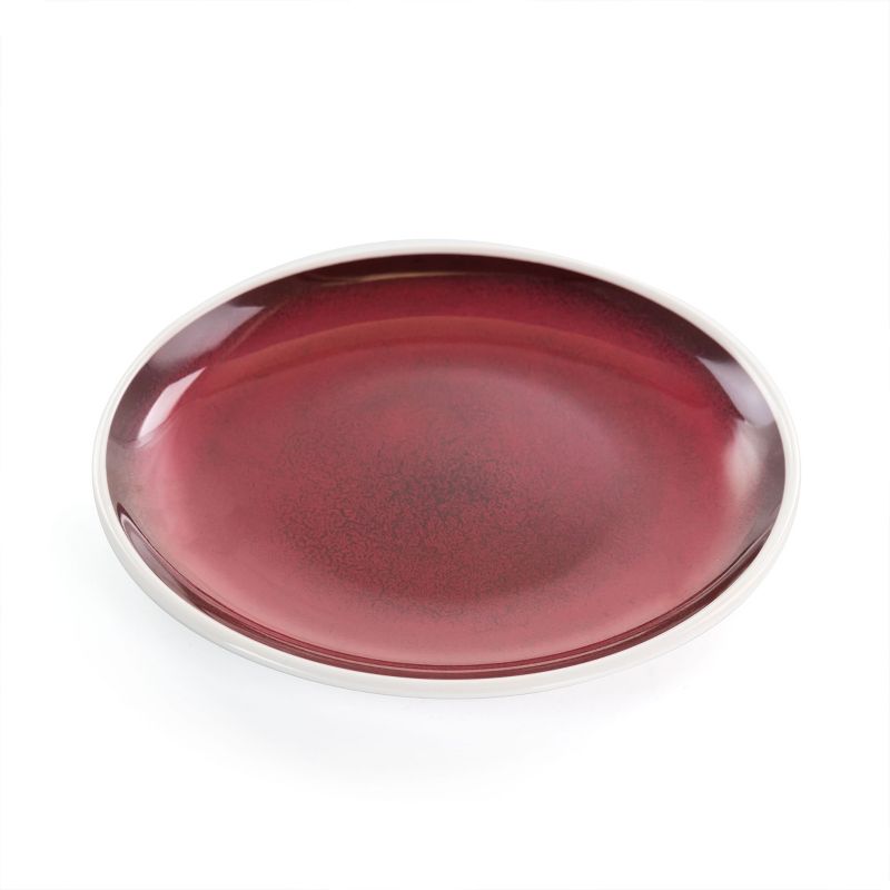 Studio California Cobalt Bay 4 Piece 9 Inch Melamine Round Dessert Plate Set in Red