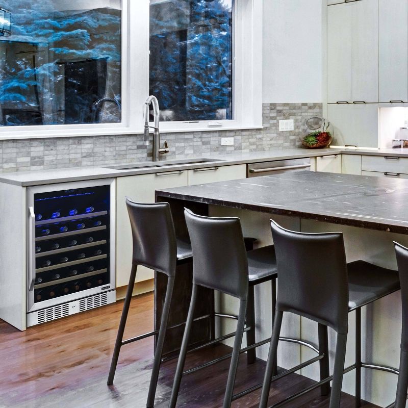 NewAir 52 Bottle Built-In Compressor Wine Cooler - Stainless Steel AWR-520SB