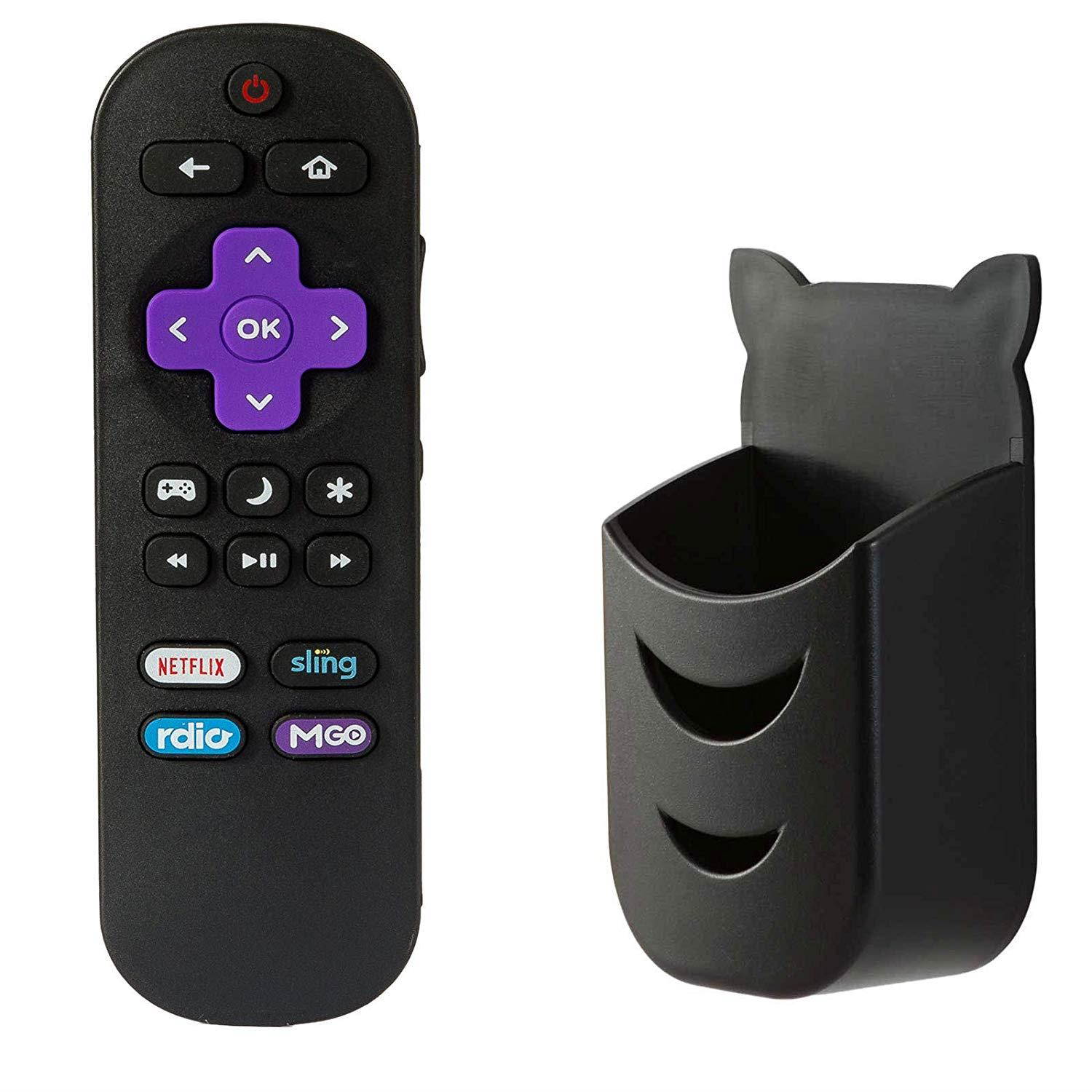 ECLINK Replacement Remote Control NS-RCRUS-16 for Insignia Roku TV with Netflix Sling Rdio MGO Original Layout with Remote Holder