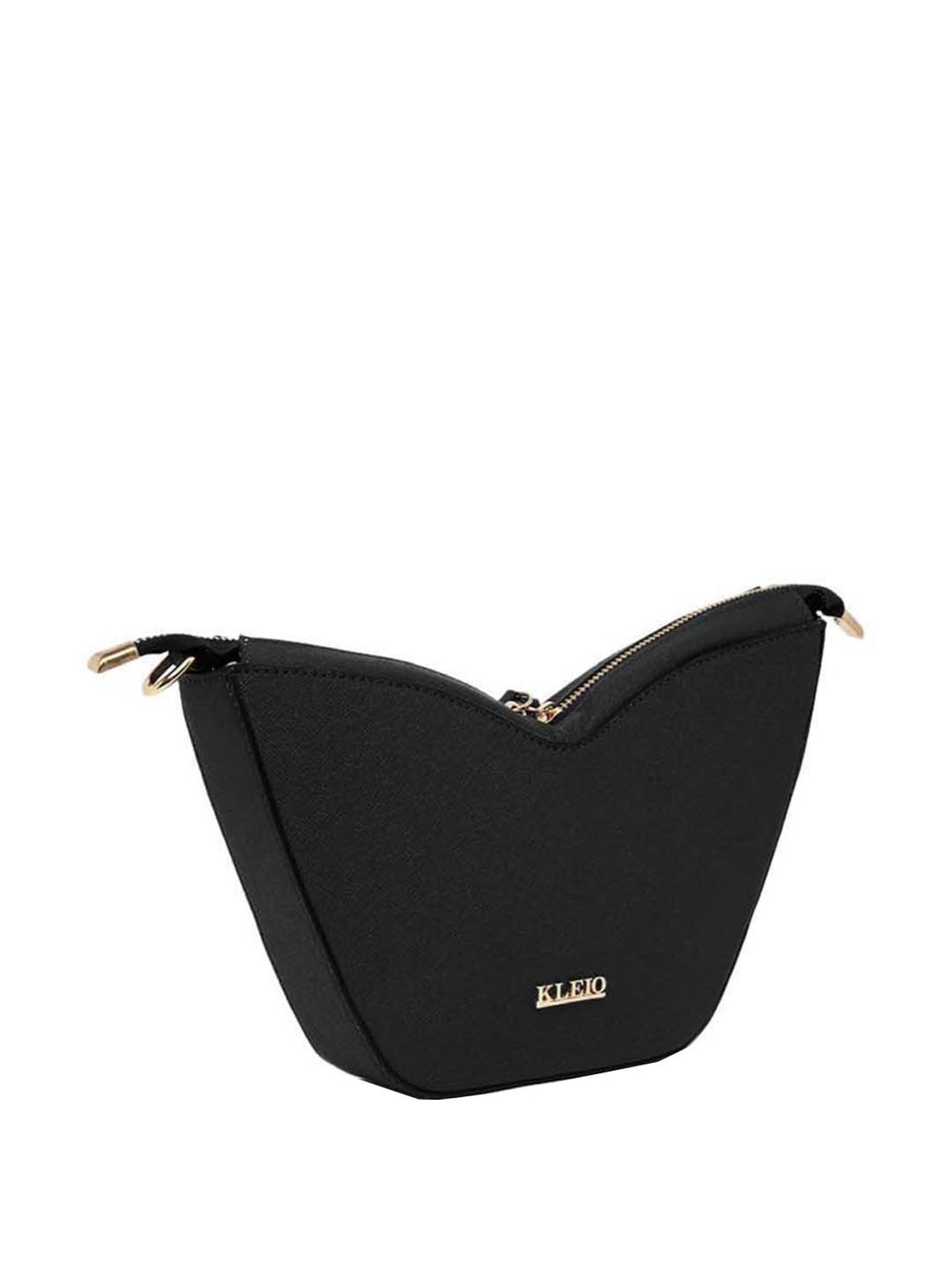 KLEIO Black Solid Small Sling Handbag