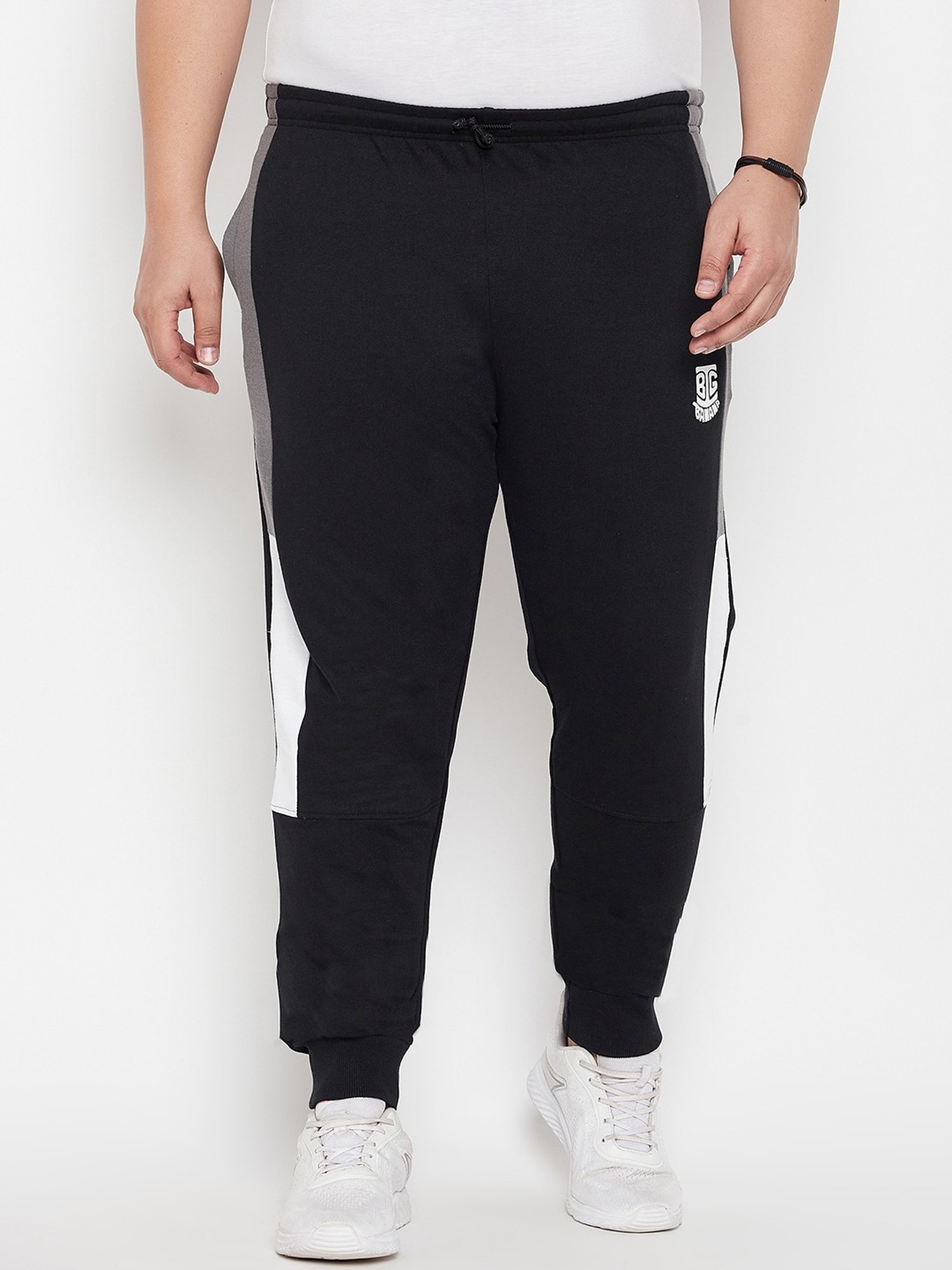 Bigbanana Black Regular Fit Colour Block Joggers