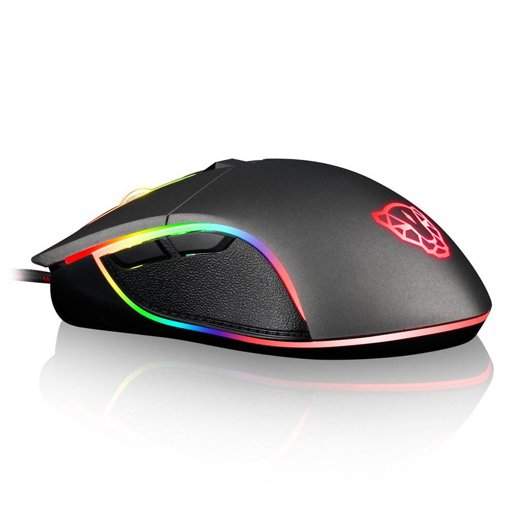 Motospeed V30 Wired 4000 DPI Gaming Mouse Support Macro Programming, with 6 Buttons, Adjustable RGB Backlit, 4 Adjustable DPI Mouse for PC, Laptop, Apple Macbook (Black)