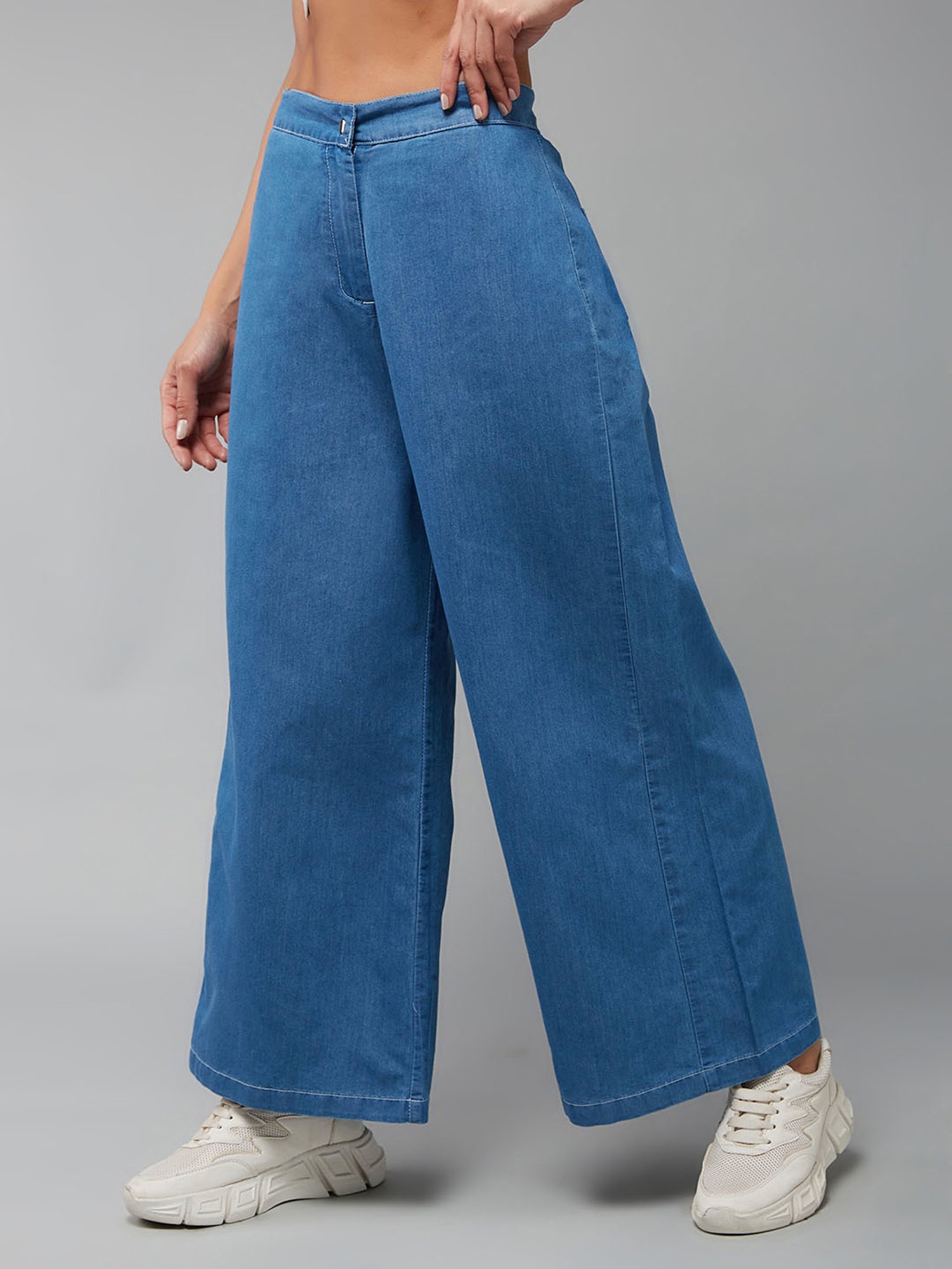 DOLCE CRUDO Blue Denim Relaxed Fit High Rise Jeans