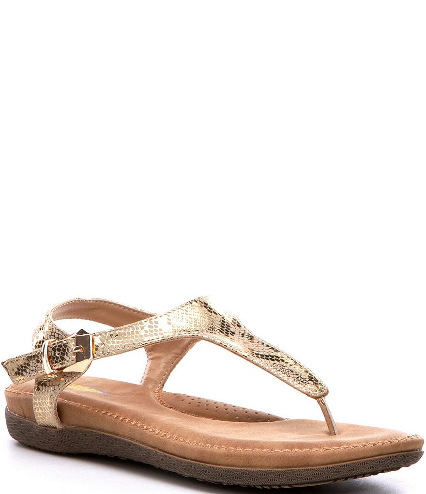Volatile Reece Metallic Snake Print Thong Sandals
