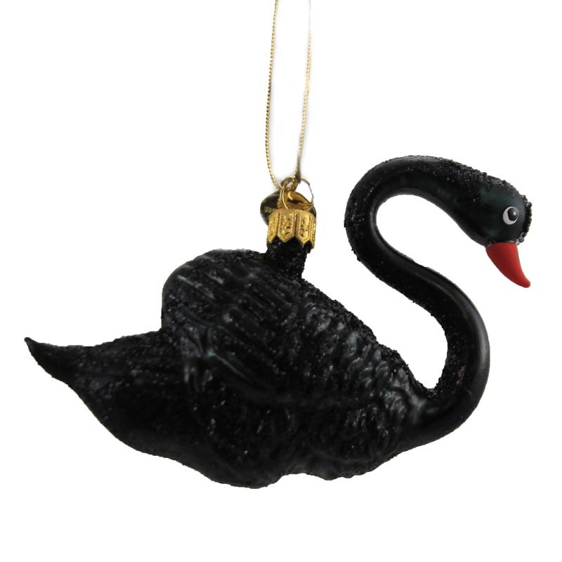 Morawski 3.75" Black Swan Ornament Bird Feather Lake  -  Tree Ornaments