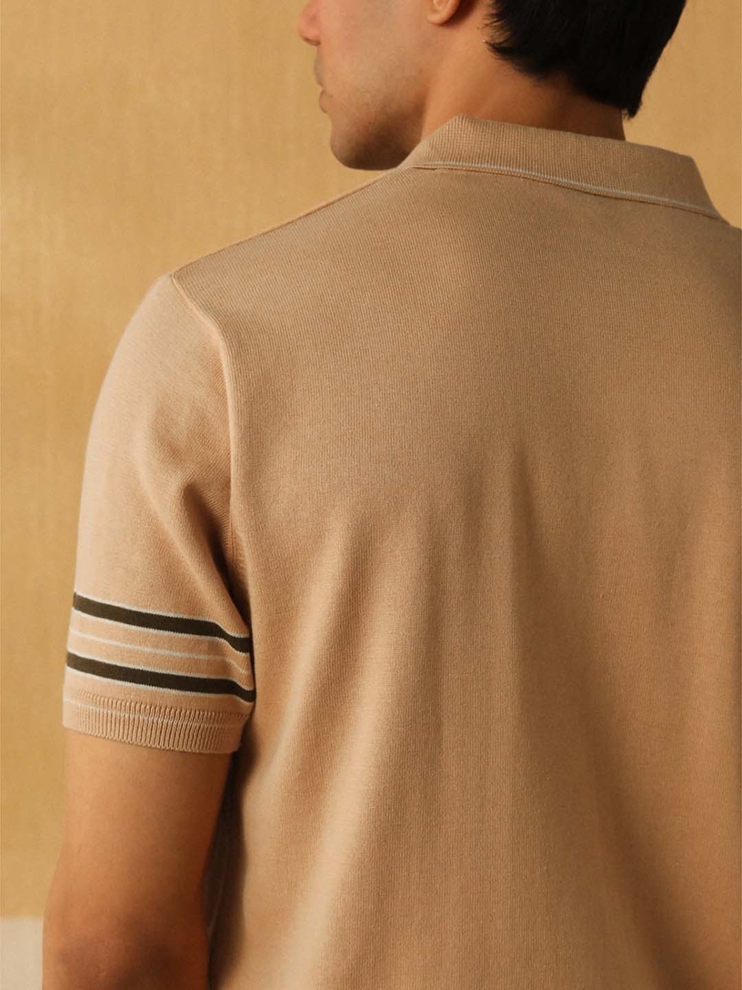 Andamen Beige Cotton Regular Fit Polo T-Shirt