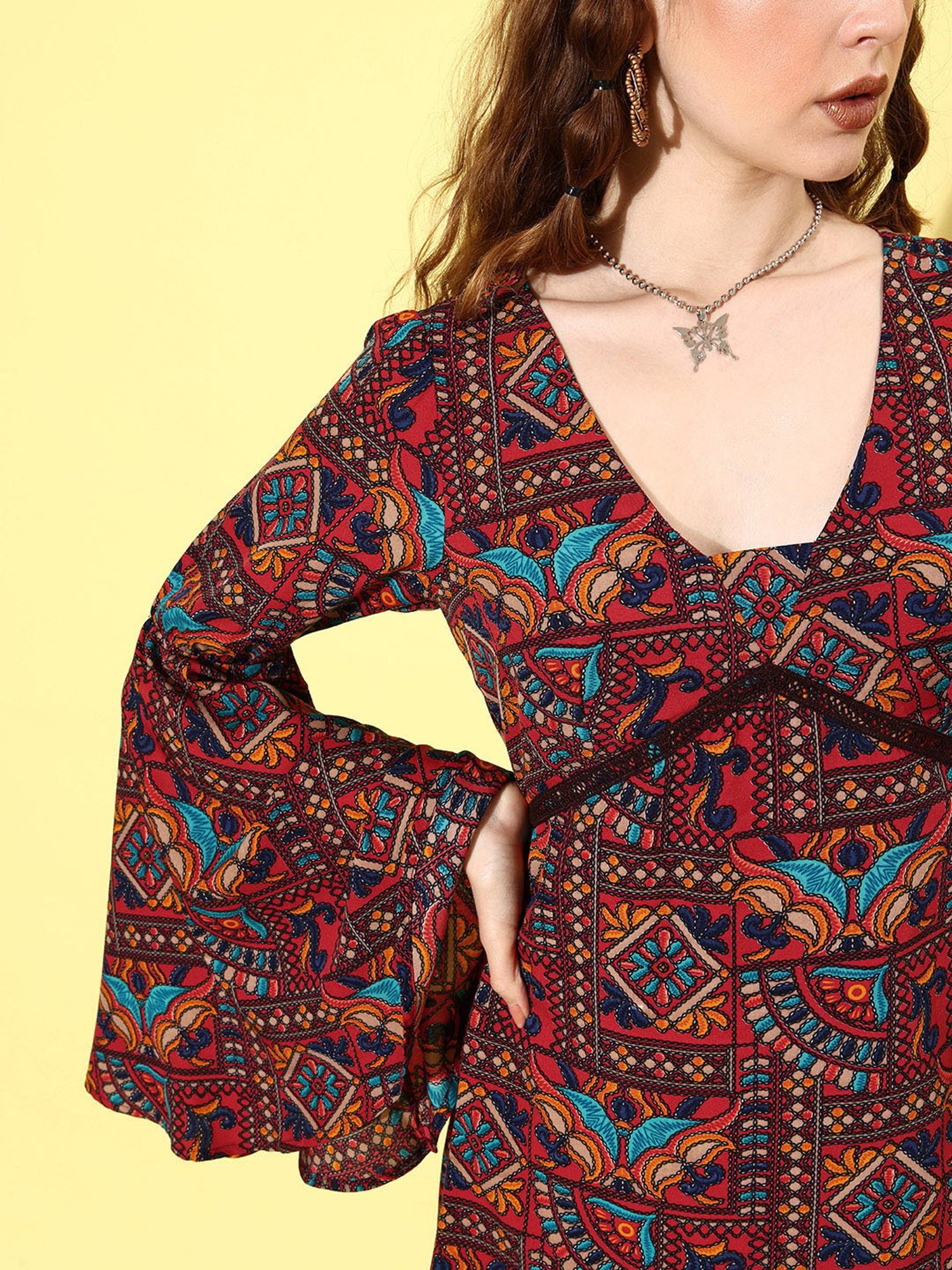 QUIERO Multicolor Printed A Line Dress