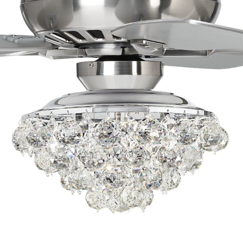 52" Casa Vieja Ceiling Fan with Light LED Dimmable Remote Brushed Nickel Silver Blades Crystal Ball Diamond Beads Living Room