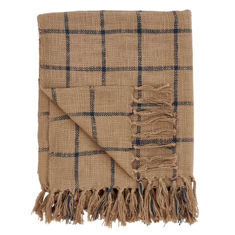 50"x60" Checkered Throw Blanket Brown - Saro Lifestyle