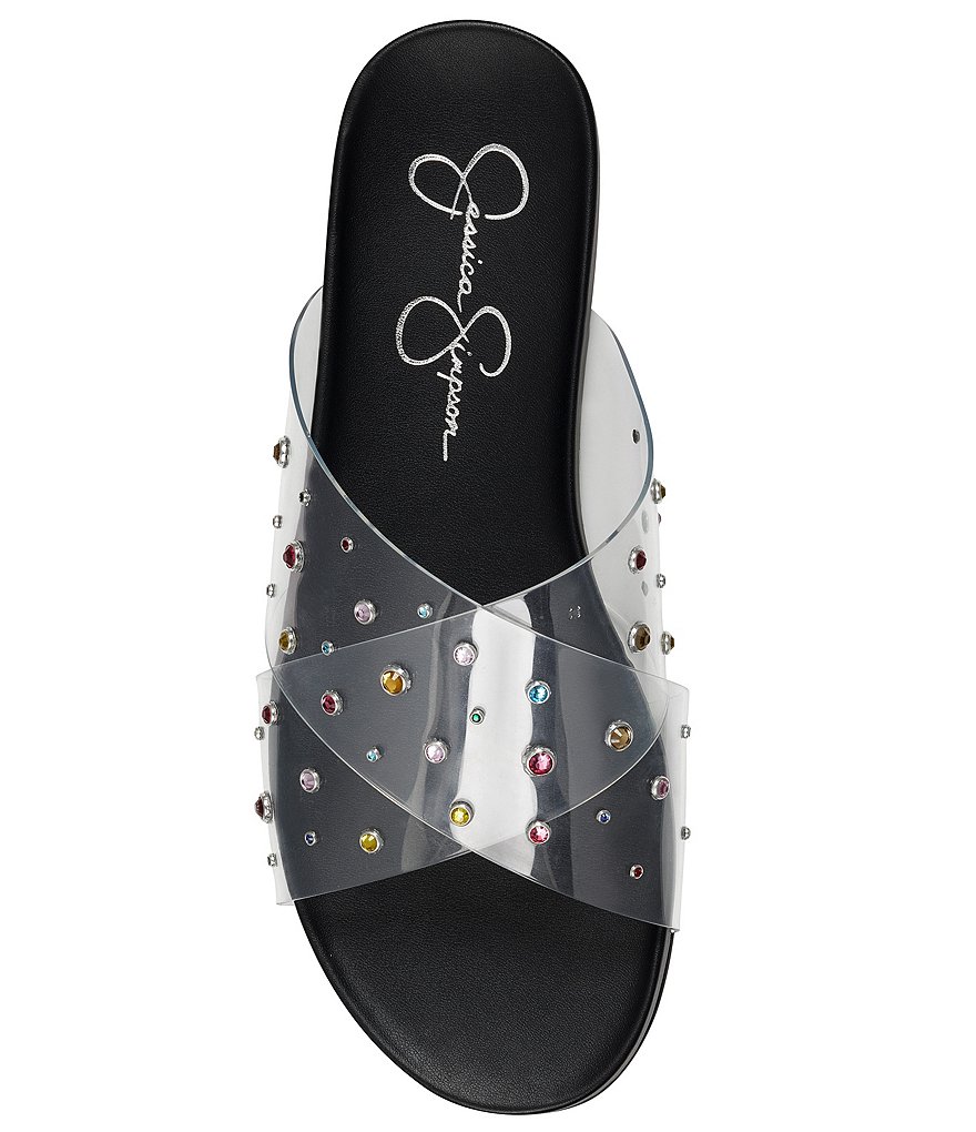 Jessica Simpson Tislie Clear Rhinestone Flat Sandals