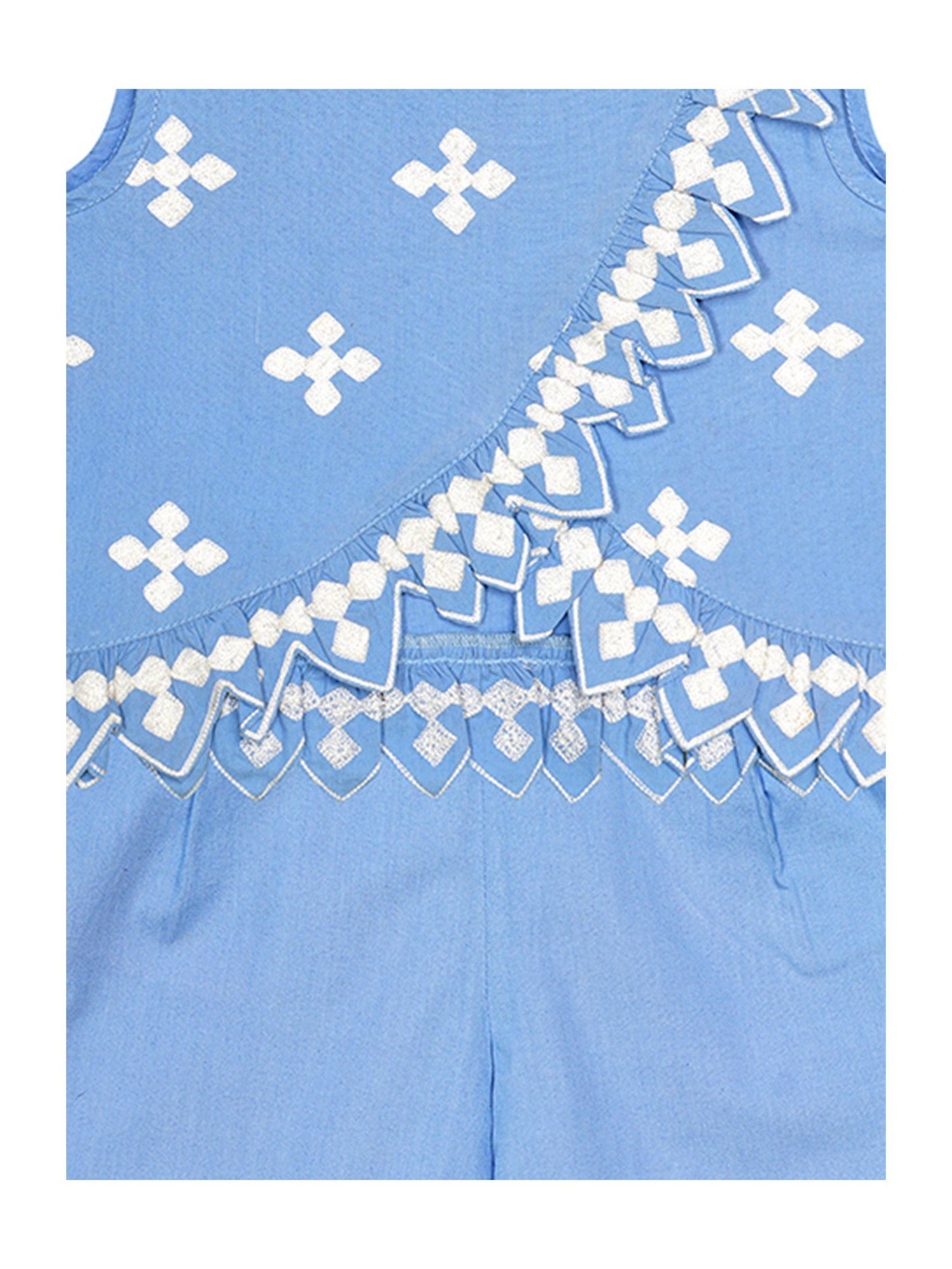 Budding Bees Kids Blue Embroidered Top with Pyjamas