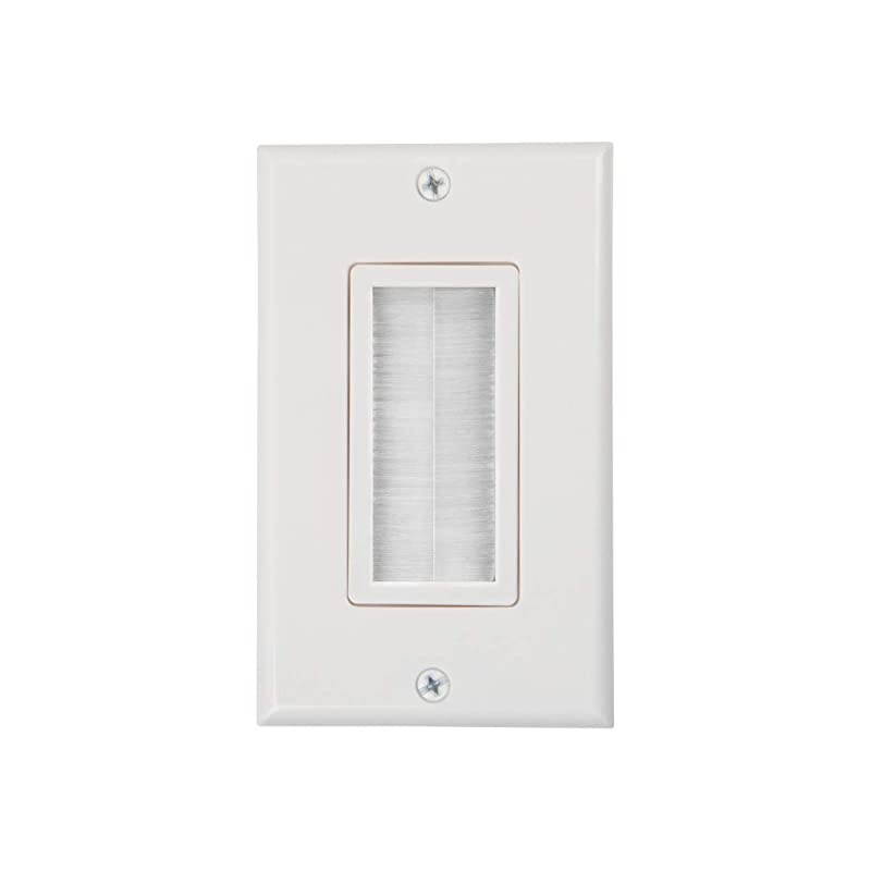 Brush Wall Plate UL Listed Decora Style Cable Pass Through Insert for Wires Single Gang Cable Access Strap Wall Socket for HDTV HDMI Home Theater Systems 2 Pack White