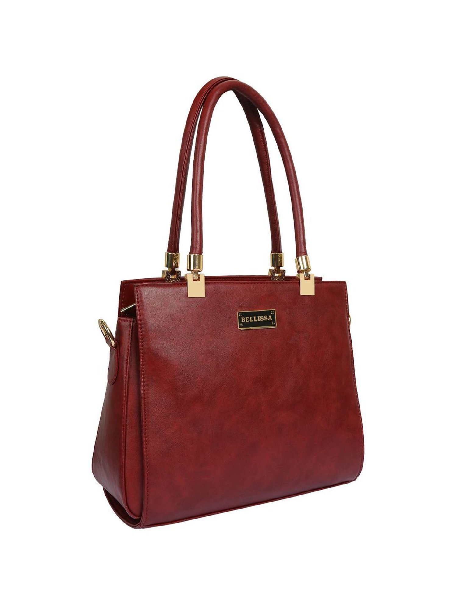 Bellissa Maroon Solid Medium Premium Shoulder Handbag