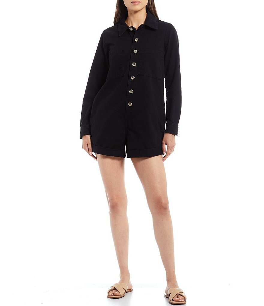 Every Stripe Long Sleeve Button Front Romper