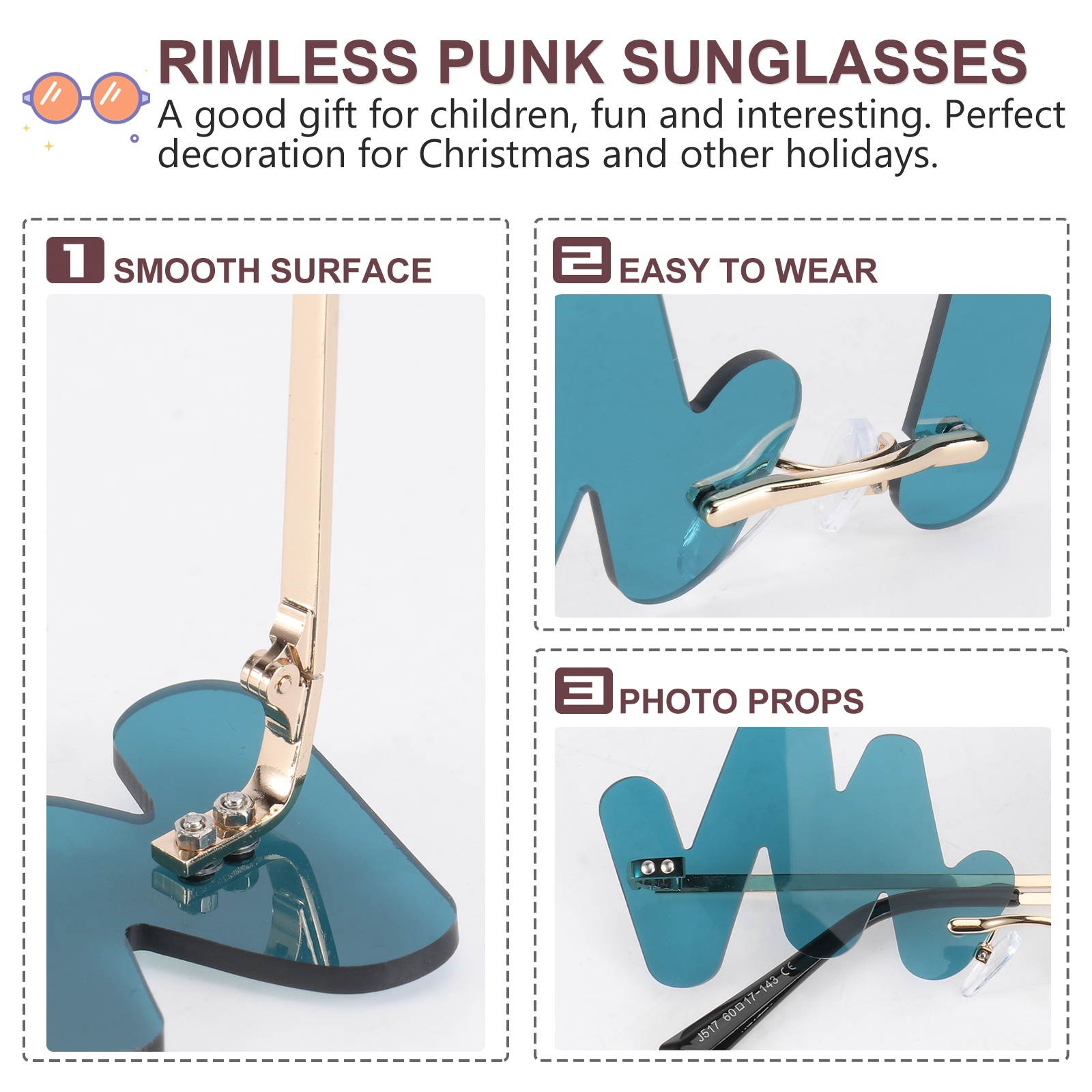 1pc Punk Eyeglasses Toy Funny Party Glasses Decoration Photo Shooting Prop