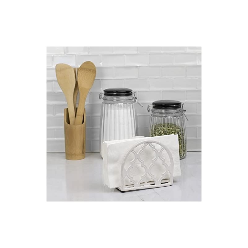 Lattice Collection Cast Iron Napkin Holder (White)