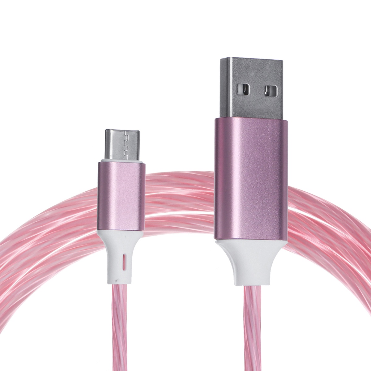 LED Type-C/Micro USB Data Cable Streamer Charging Cable Connector Fast Charging Cord for Apple Smartphone iProduct Device-Colorful/Android