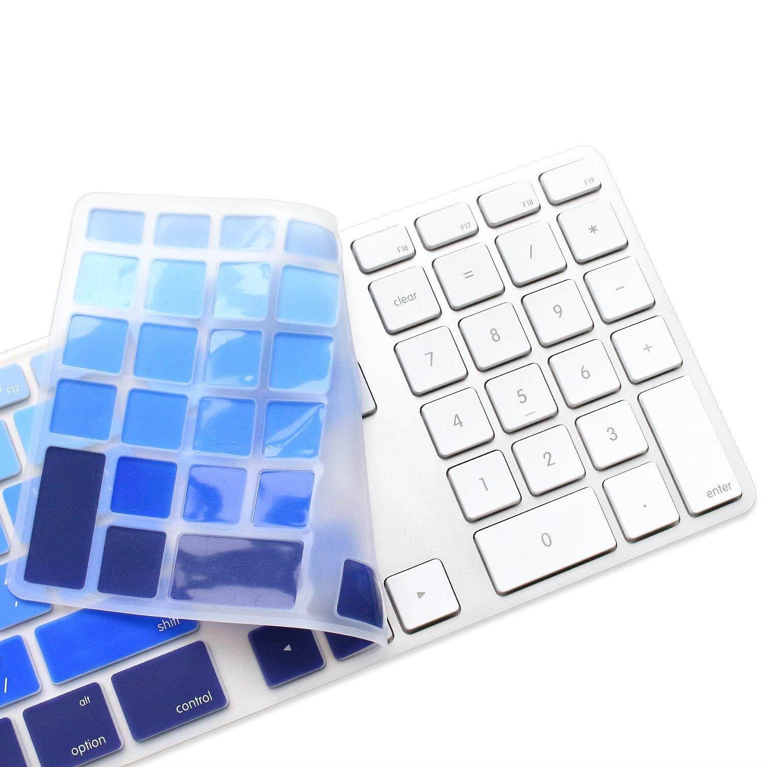 ProElife Silicone Full Size Ultra Thin keyboard Cover Skin for Apple Keyboard MB110LL/B with Numeric Keypad Wired USB for iMac (Numeric Keypad, Fade in-Blue)