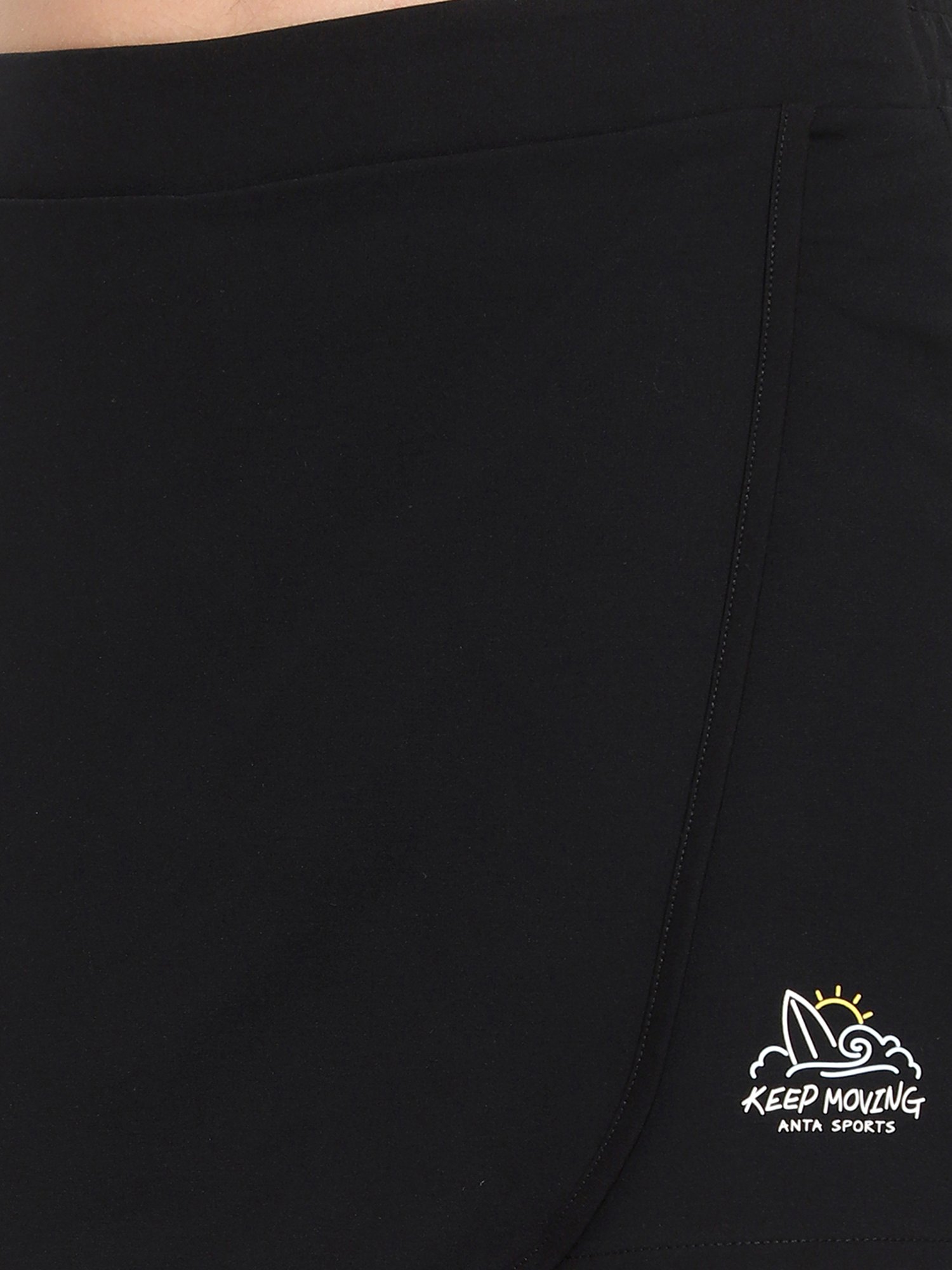 Anta Black Mid Rise Sports Shorts