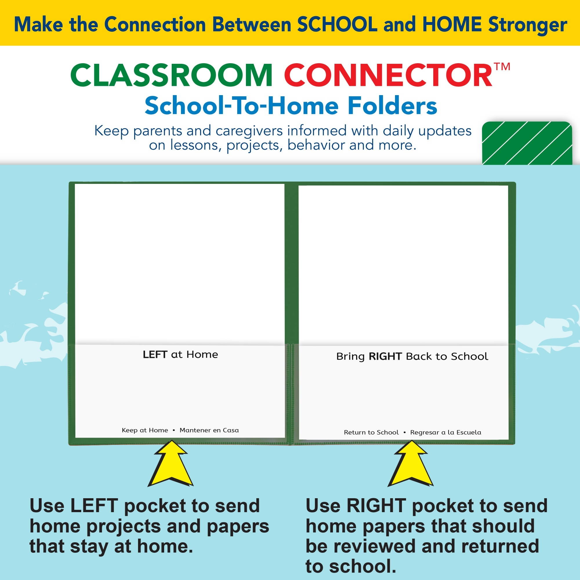 C-line Grn 25ct Classroom Connector School To Home Folders